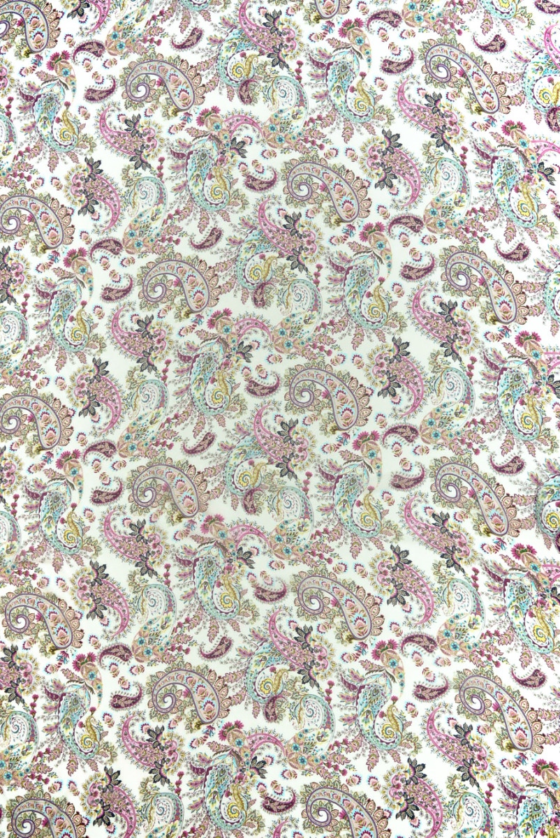 MuÅlin jedwabno-wiskozowy paisley kolorowy